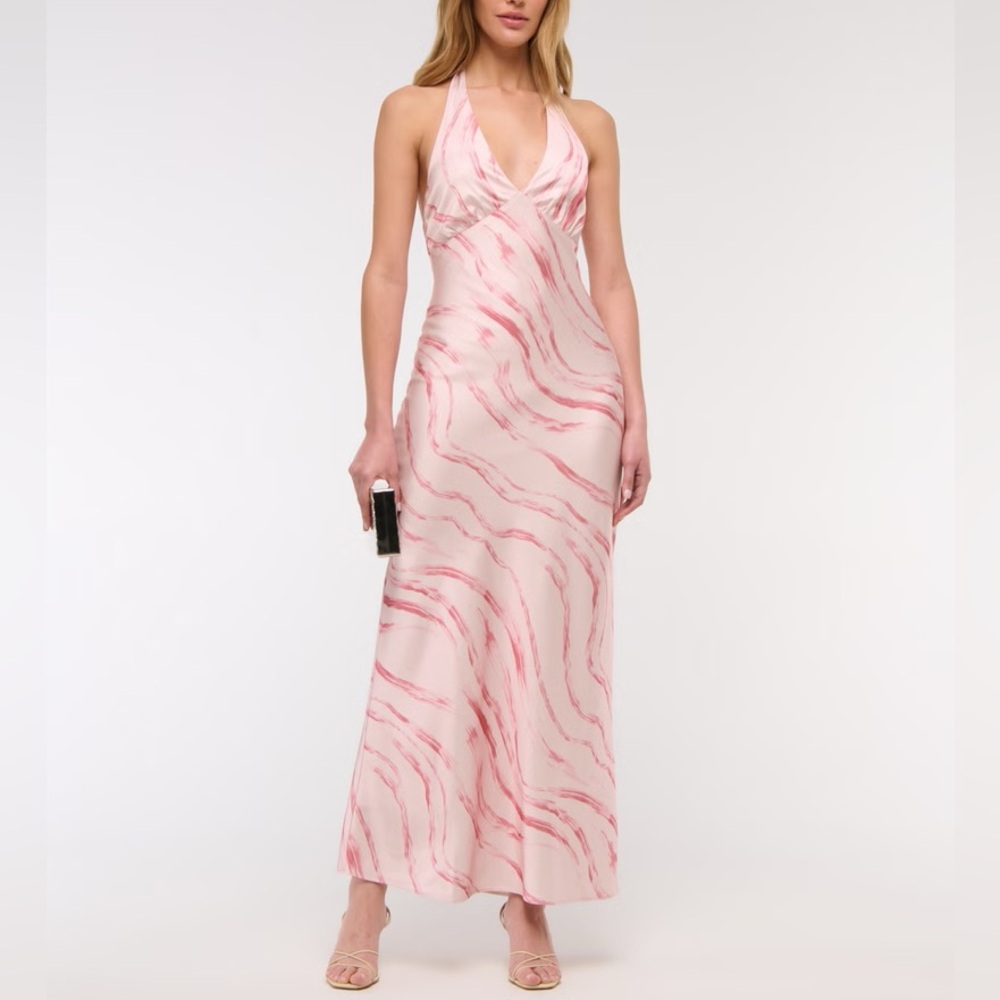 NWT A&F Julia Slip Halter Maxi Dress in Dusty Mauve Pattern